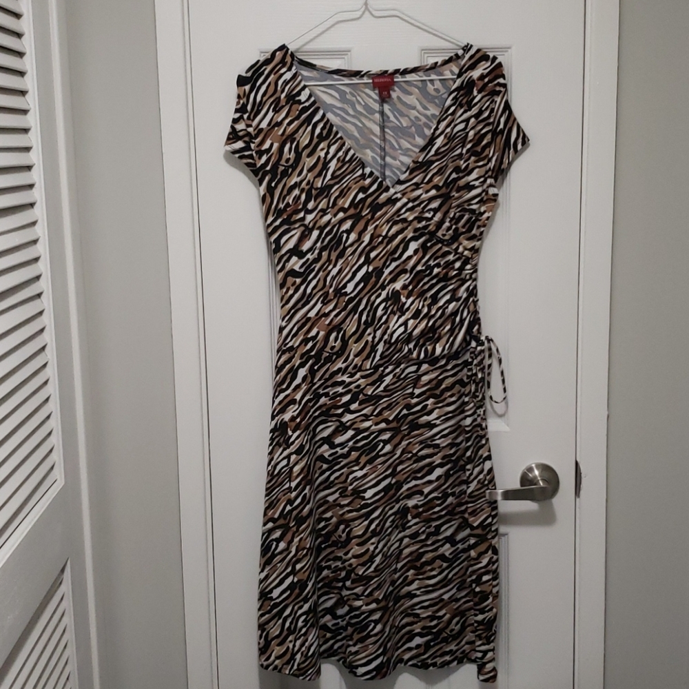 Leopard print faux wrap dress